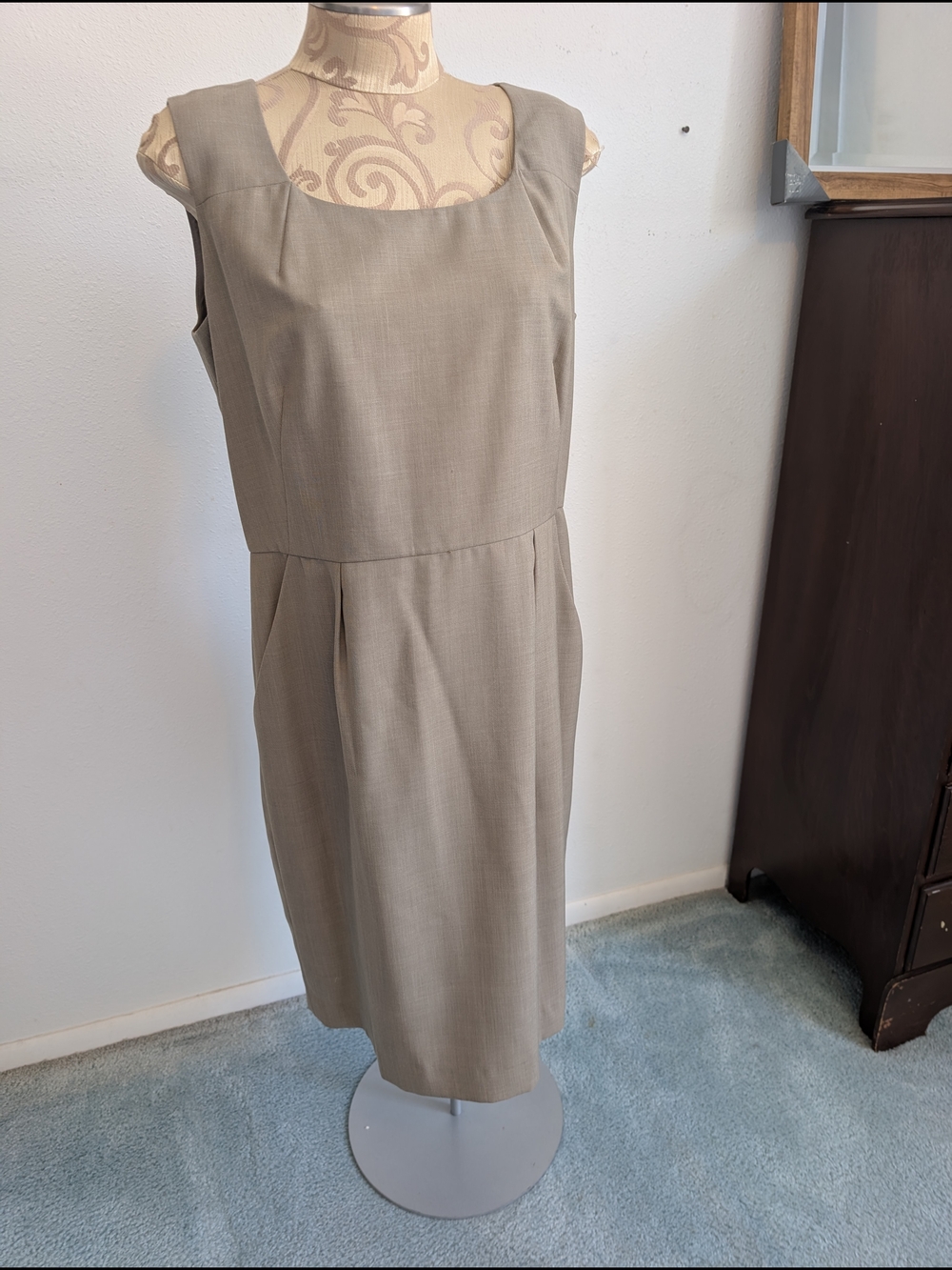 Calvin Klein Taupe Sleeveless Sheath Dress